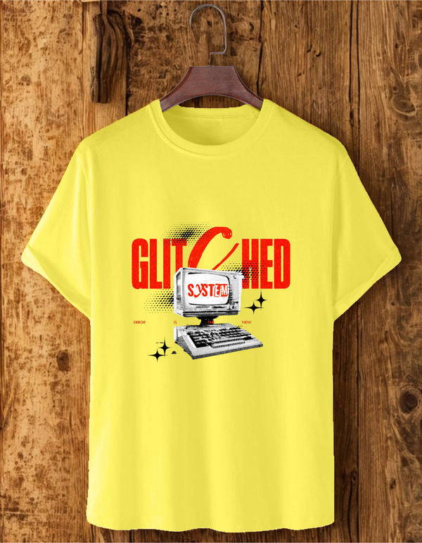 Glitched System Graphic Tee – Neon Yellow"